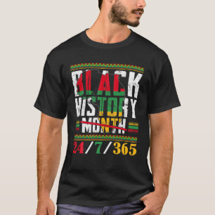 Black History 24 7 365 Africa Map BHM Pride Afro W T-Shirt