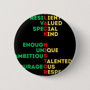 Black History Affirmations Melanin Men Women Bruh 6 Cm Round Badge