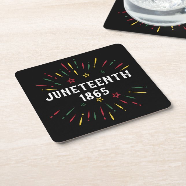 Black History African American Juneteenth 1865 Square Paper Coaster (Angled)