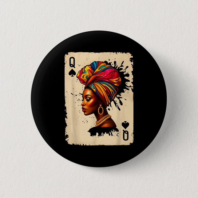 Black History African Melanin Queen Card Proud Gir 6 Cm Round Badge (Front)