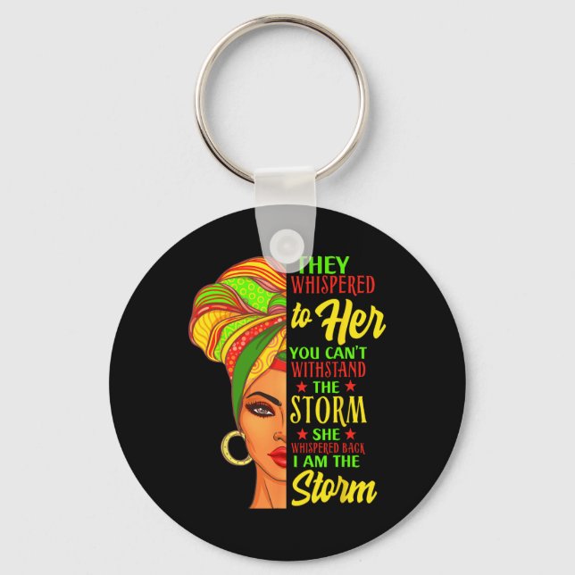 Black History African Woman Afro I Am The Storm  Key Ring (Front)