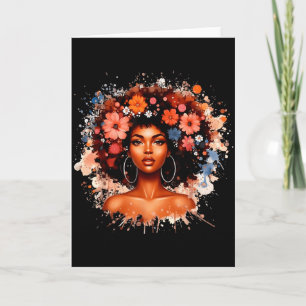 Black History Afro Hair Flower Girl Women Juneteen Card