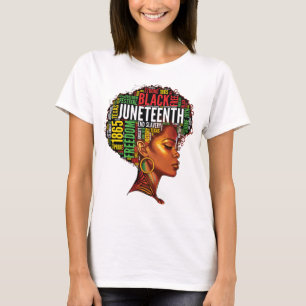 Black History Afro Queen Melanin Word Art Womens T-Shirt