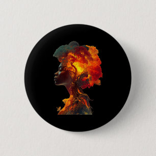 Black History Afro Woman Tree Roots Nature Art Her 6 Cm Round Badge