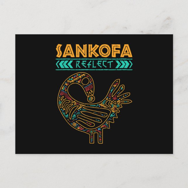 Black History Afrocentric Sankofa Tribal Design Announcement Postcard (Front)
