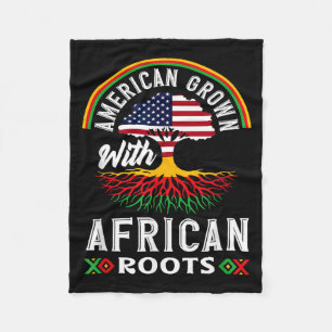 Black History American Grown With African Roots Tr Fleece Blanket