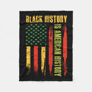 Black History American History Us Flag Bhm African Fleece Blanket
