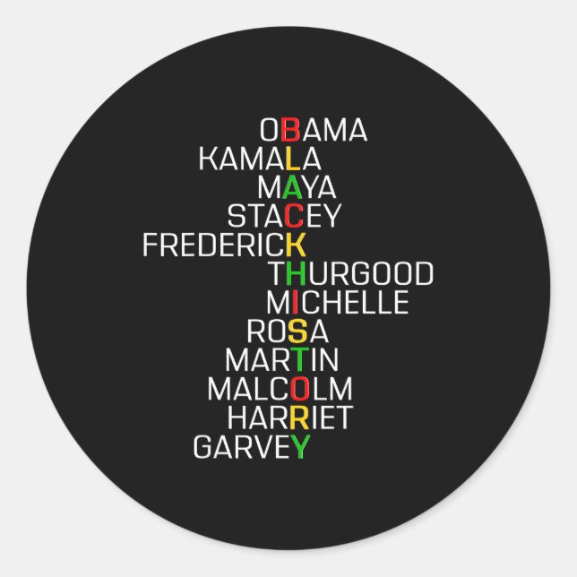 Black History Black Leaders Melanin African Men Wo Classic Round Sticker (Front)
