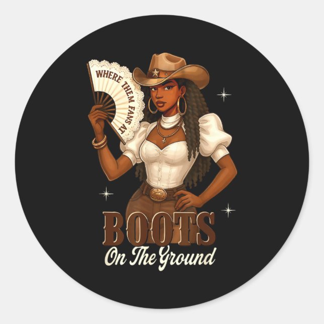 Black History Boots On The Ground Cowgirl Western  Classic Round Sticker (Front)