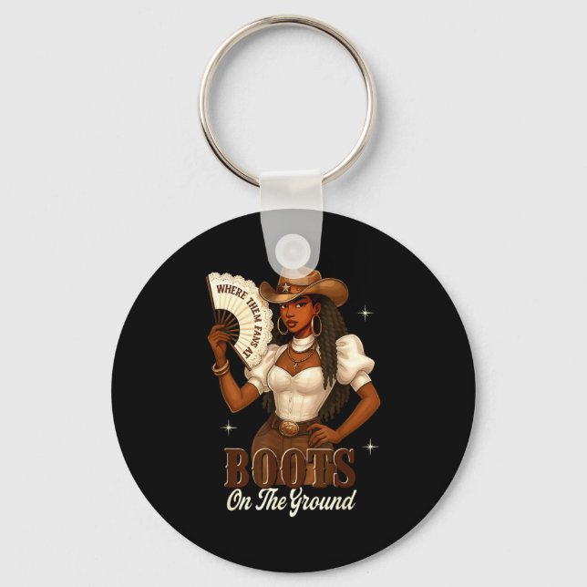 Black History Boots On The Ground Cowgirl Western  Key Ring (Front)