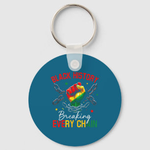 Black history breaking every chain african key ring