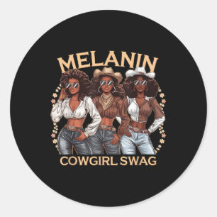 Black History Cowgirls African Pride Melanin Cowgi Classic Round Sticker