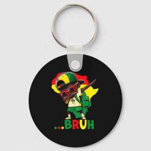 Black History Dab Young Bruh African American Men Key Ring