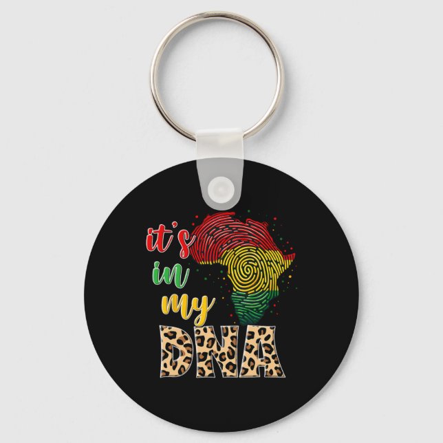 Black History Dna Africa Fingerprint Cheetah Junet Key Ring (Front)