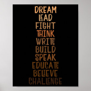 Black History Dream Lead Fight African Pride Men W Poster