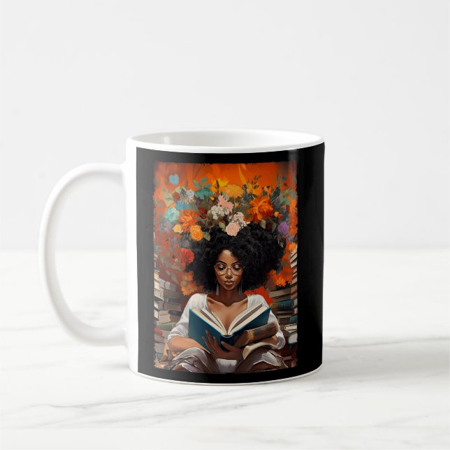 Black History Educated Reading Book Melanin Queen  Coffee Mug (Left)
