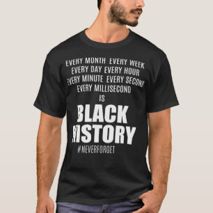 Black History EVERY MONTH WEEK HOUR SECONDBLACK H T-Shirt