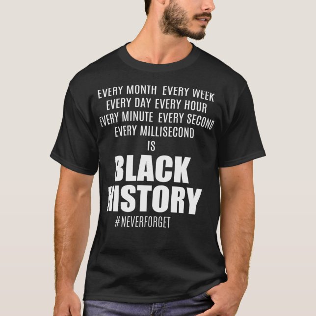 Black History  EVERY MONTH WEEK HOUR SECONDBLACK H T-Shirt (Front)