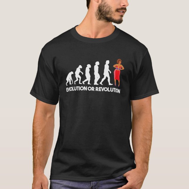 Black History Evolution Or Revolution Black Queen T-Shirt (Front)