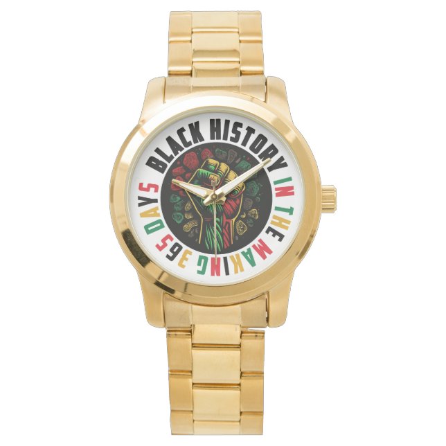 Black History Gold Men's Watch Honour the Culture (Front)