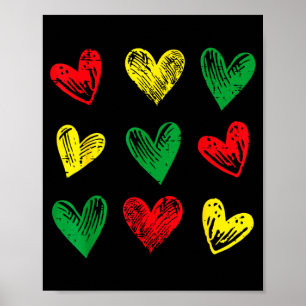 Black history hearts african american girls kids poster