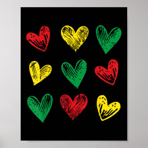 Black History Hearts African American Girls Kids Y Poster