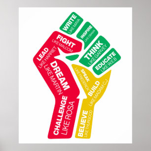 Black history hero's motivational fist poster