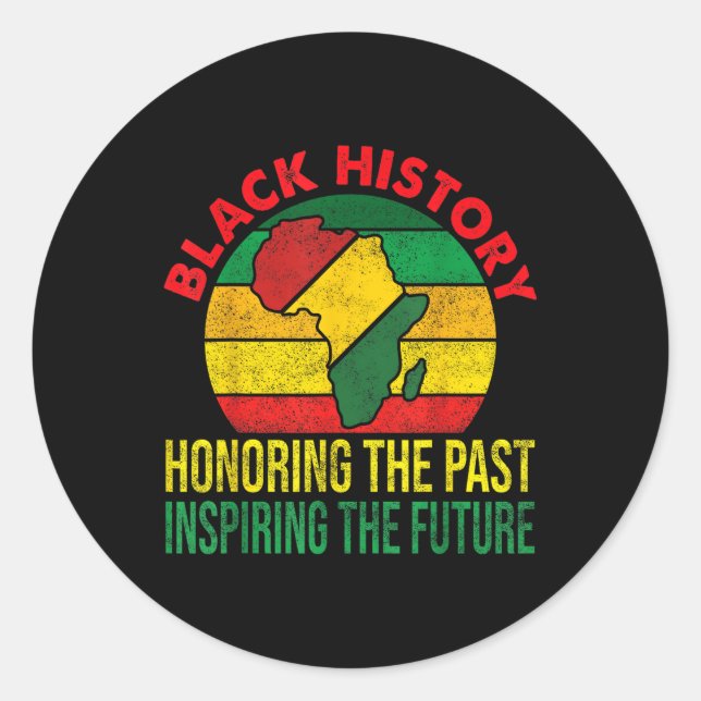 Black History Honouring Past Inspiring Future Men  Classic Round Sticker (Front)