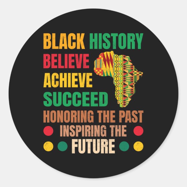Black History Honouring Past Inspiring Future Men  Classic Round Sticker (Front)
