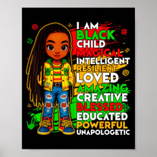Black History I Am Black Child African American Ki Poster