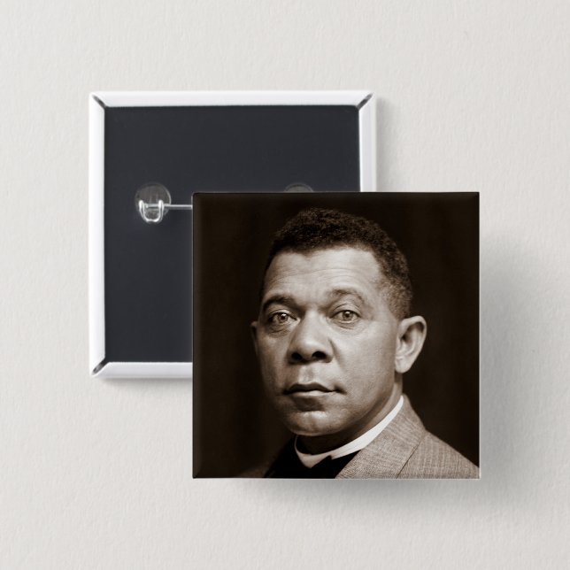 Black History Icon: Booker T Washington, Portrait 15 Cm Square Badge (Front & Back)