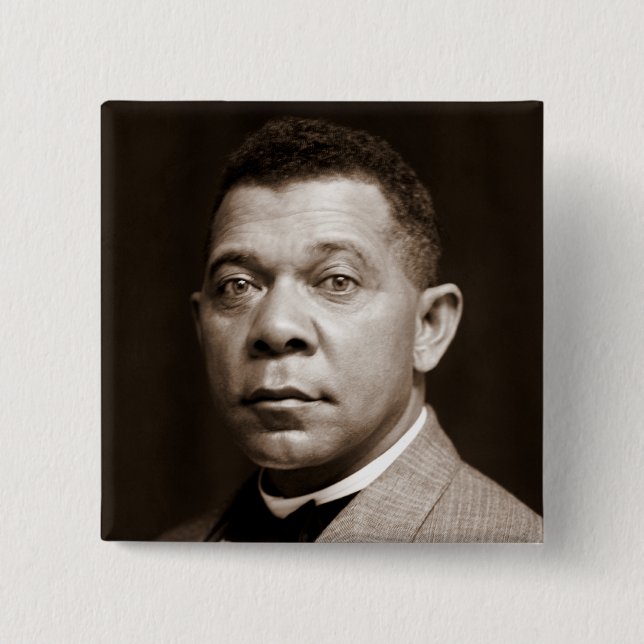 Black History Icon: Booker T Washington, Portrait 15 Cm Square Badge (Front)