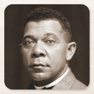 Black History Icon: Booker T Washington, Portrait Square Paper Coaster