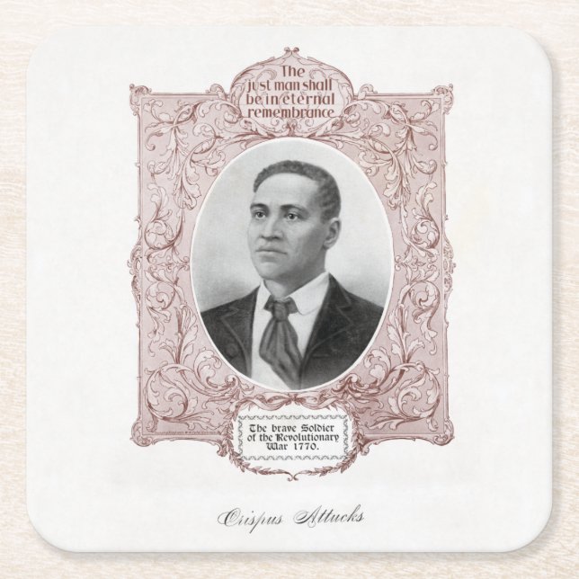 Black History Icons: Crispus Attucks, Martyr  Square Paper Coaster (Front)