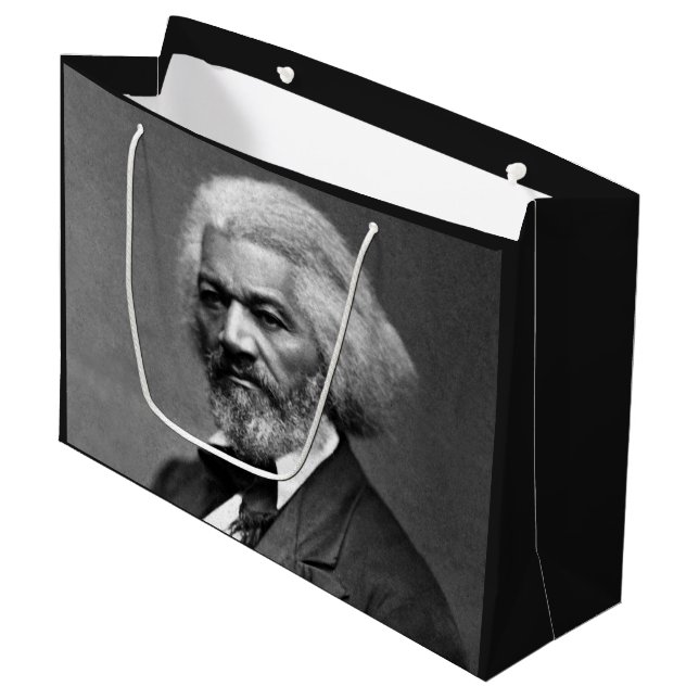Black History Icons: Older Frederick Douglass Large Gift Bag (Front Angled)
