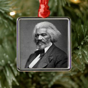 Black History Icons: Older Frederick Douglass Metal Tree Decoration