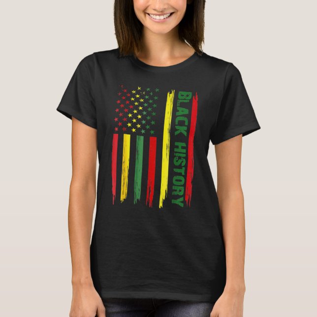 Black History In USA Flag Month African American T-Shirt (Front)