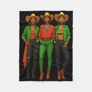 Black History Juneteenth African Melanin Cowgirl S Fleece Blanket