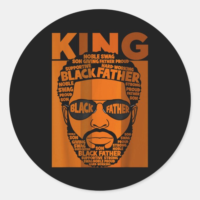 Black History King Father Melanin African American Classic Round Sticker (Front)