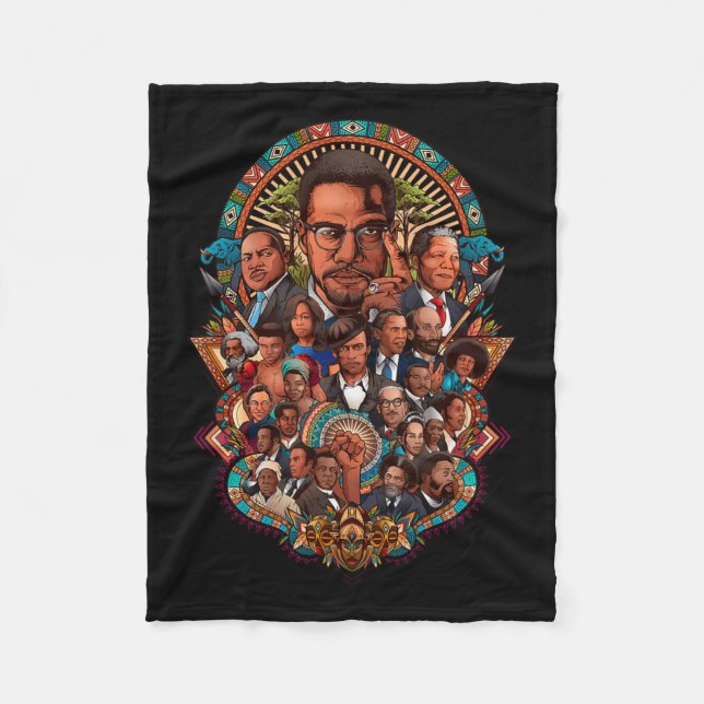 Black History Leaders Collage Inspirational Africa Fleece Blanket (Front)