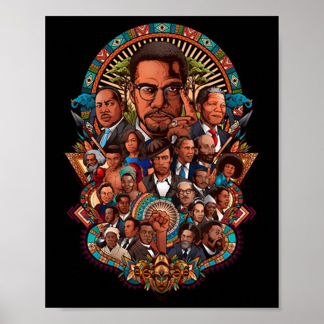 Black History Leaders Collage Inspirational Africa Poster (Front)