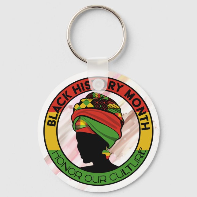 Black History Logo Designer Floral Keychain (Front)