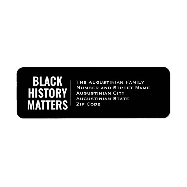 BLACK HISTORY MATTERS BHM Return Address (Front)