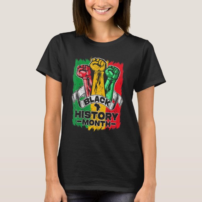 Black History Month 2023 Hand Strong African Ameri T-Shirt (Front)