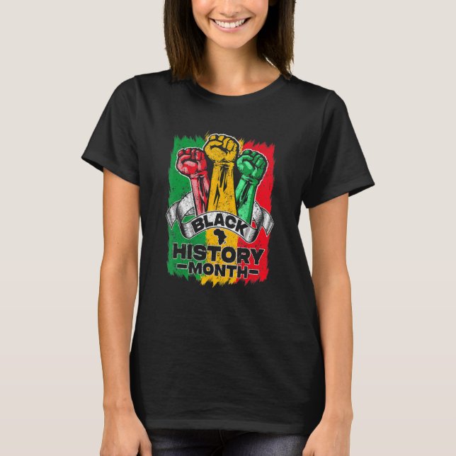 Black History Month 2023 Hand Strong African Ameri T-Shirt (Front)