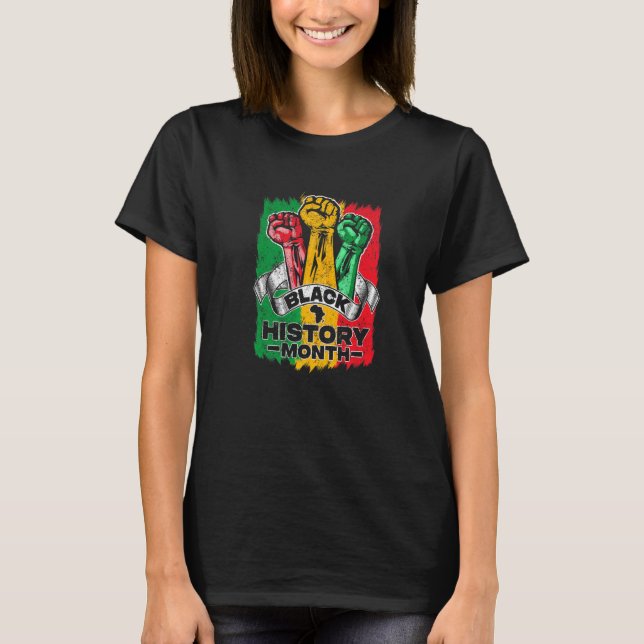 Black History Month 2023 Hand Strong African Ameri T-Shirt (Front)