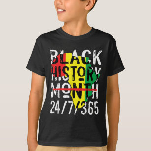 Black History Month 247365 Africa Map Melanin 2022 T-Shirt
