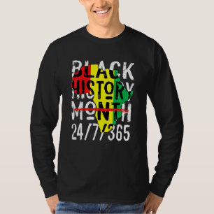 Black History Month 247365 Africa Map Melanin 2022 T-Shirt