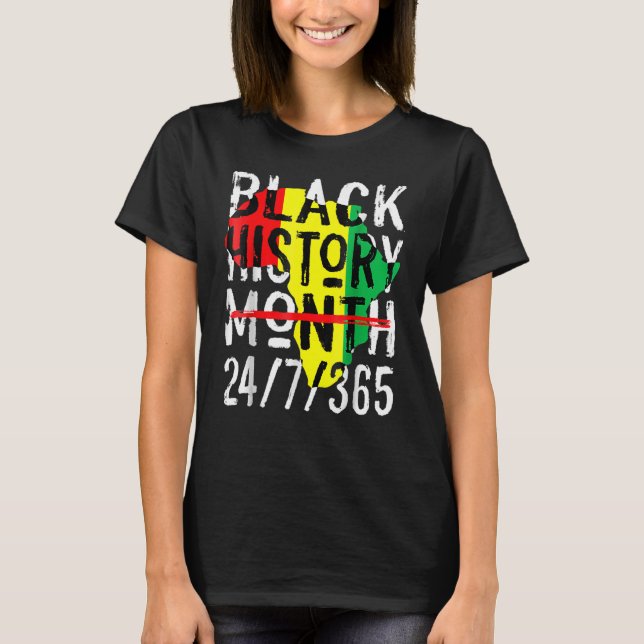Black History Month 247365 Africa Map Melanin 2023 T-Shirt (Front)