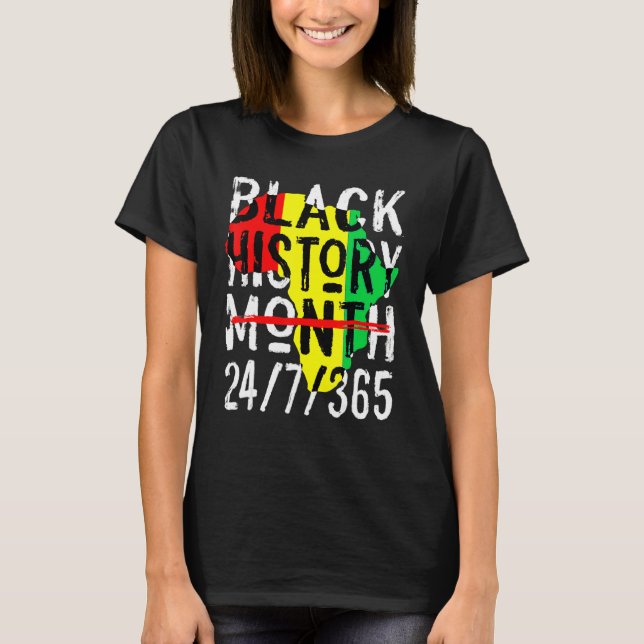 Black History Month 247365 Africa Map Melanin 2023 T-Shirt (Front)